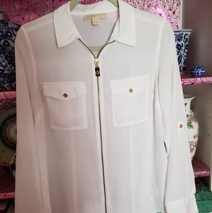 Michael Kors White Top Gold Zipper Size 4 Medium